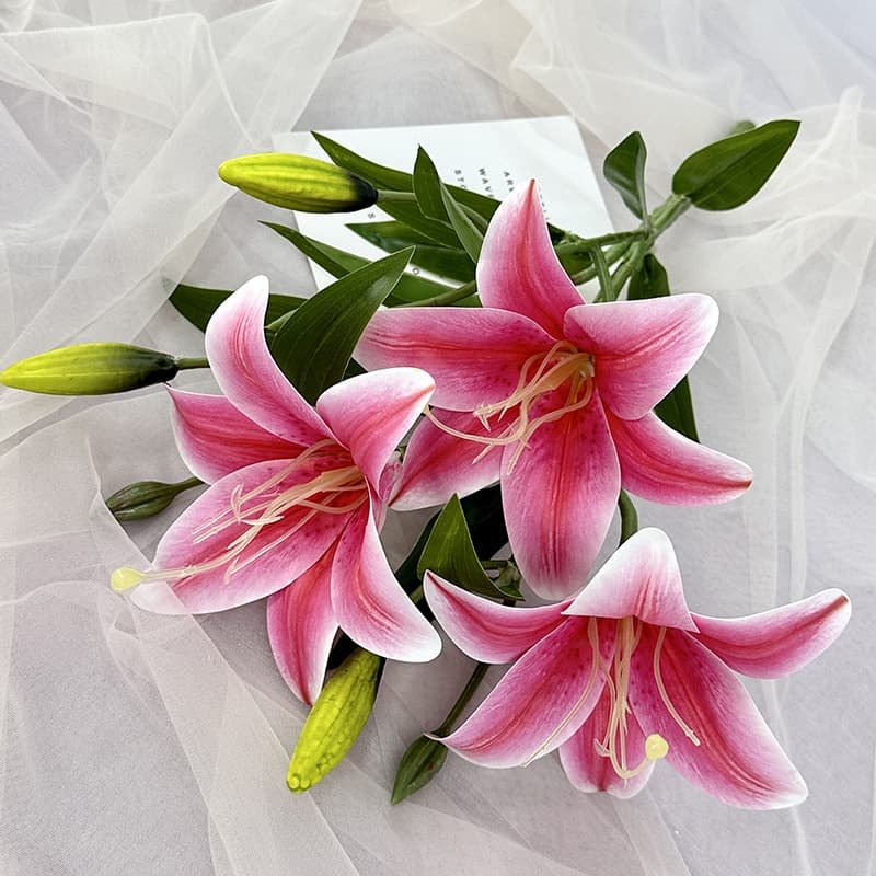 Silk Lily Stems for DIY Craft and Floral Design 5 Silk Lily Stems for DIY Craft and Floral Design 11