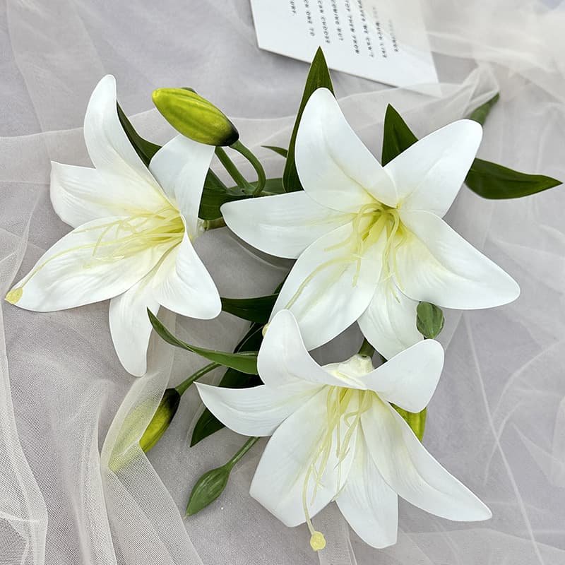 Silk Lily Stems for DIY Craft and Floral Design 4 Silk Lily Stems for DIY Craft and Floral Design 12