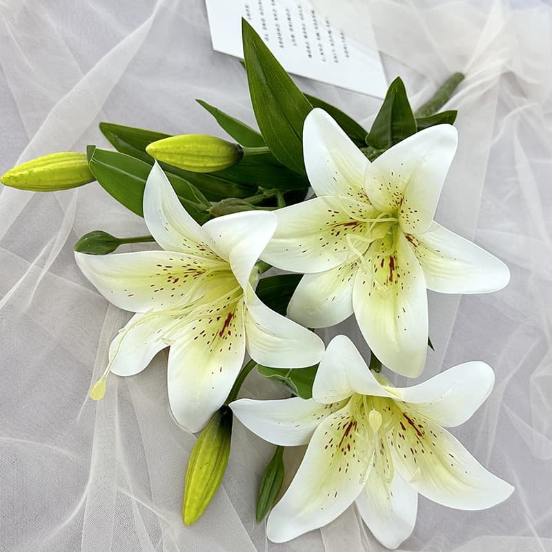 Silk Lily Stems for DIY Craft and Floral Design 8 Silk Lily Stems for DIY Craft and Floral Design 8