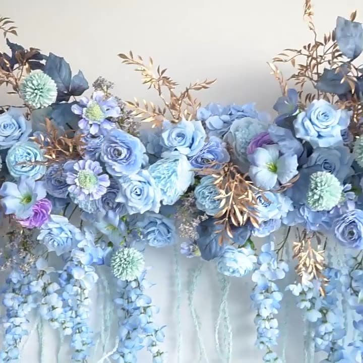 Silk Rose Flower Row Wall Decor for Romantic Events 4 Silk Rose Flower Row Wall Decor for Romantic Events 1