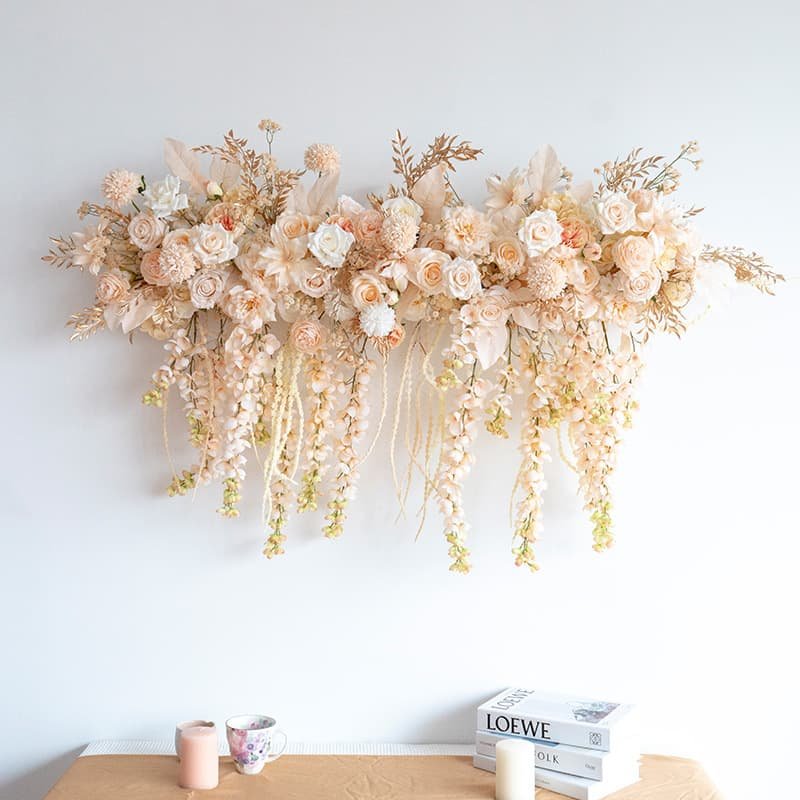 Silk Rose Flower Row Wall Decor for Romantic Events 1 Silk Rose Flower Row Wall Decor for Romantic Events 2