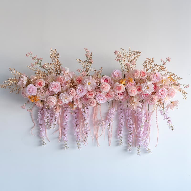 Silk Rose Flower Row Wall Decor for Romantic Events 5 Silk Rose Flower Row Wall Decor for Romantic Events 3