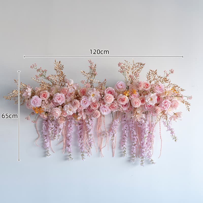 Silk Rose Flower Row Wall Decor for Romantic Events 12 Silk Rose Flower Row Wall Decor for Romantic Events 9