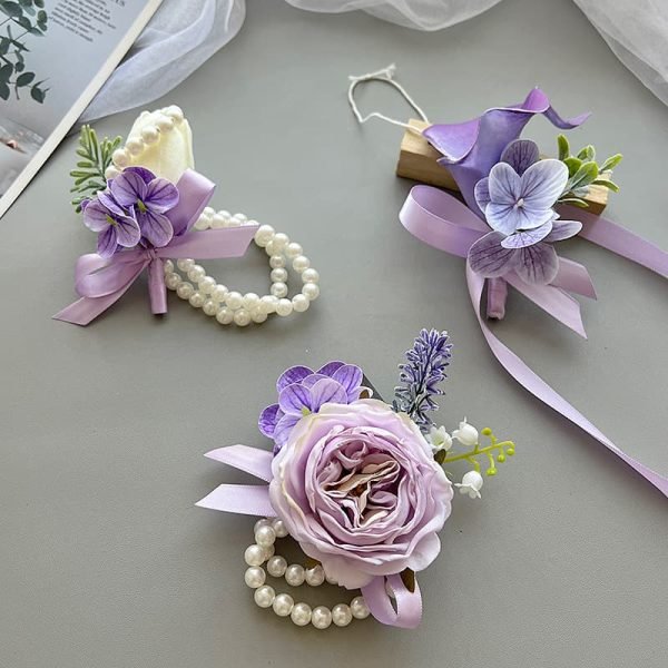 Silk Wrist Flower with Pearl Bracelet for Prom & Party