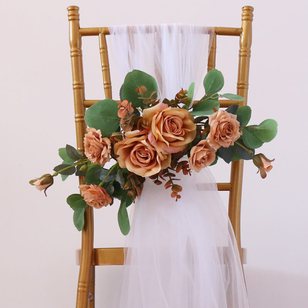 Wedding Aisle Chair Decor Dusty Rose Artificial Flowers
