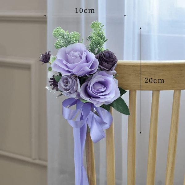 Wedding Chair Aisle Decorations Purple Flowers Artificial