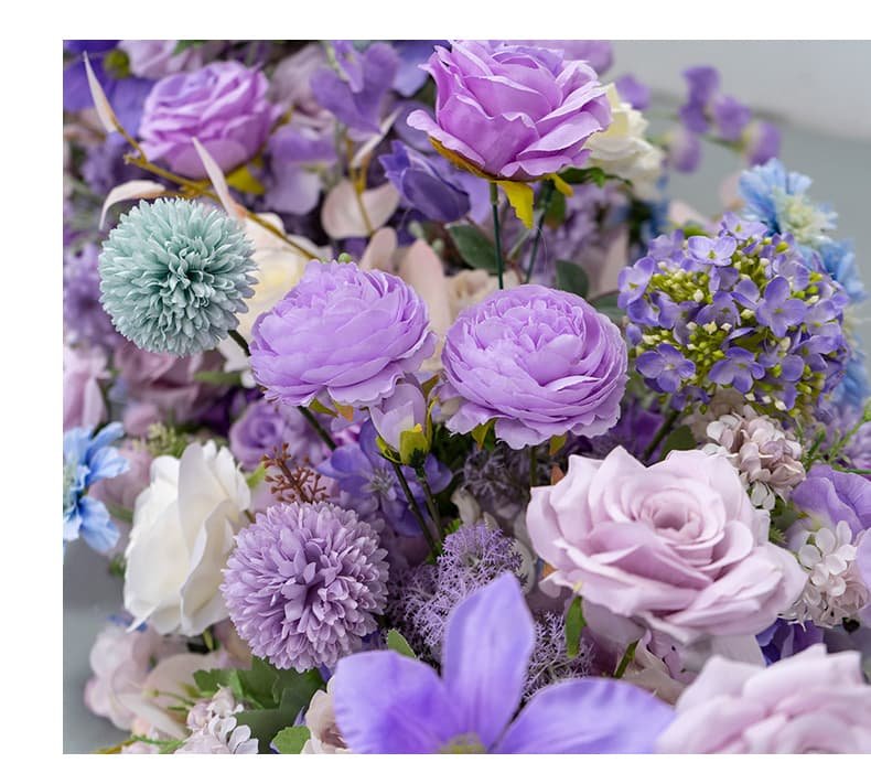 Wedding Flower Table Runner With Purple Artificial Flowers 3 Wedding Flower Table Runner With Purple Artificial Flowers 7
