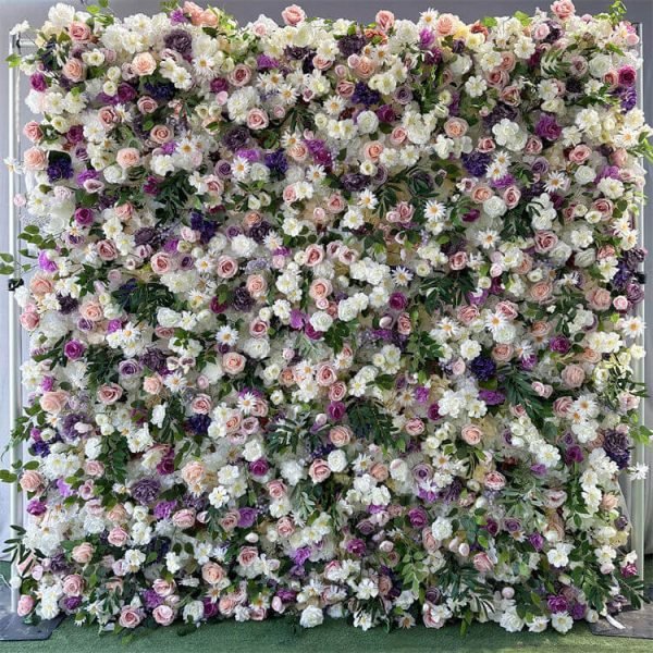 Wedding Flower Wall Purple Artificial Flowers