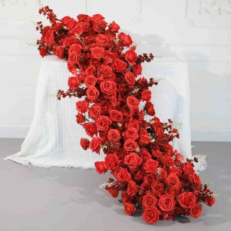 Wedding Flowers For Table Decorations With Artificial Rose Flower Runner 1 Wedding Flowers For Table Decorations With Artificial Rose Flower Runner 1
