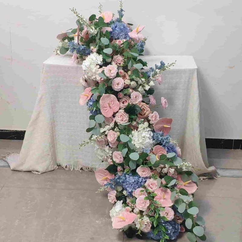 Wedding Party Table Flowers Runner With Artificial Flower 1 Wedding Party Table Flowers Runner With Artificial Flower 1
