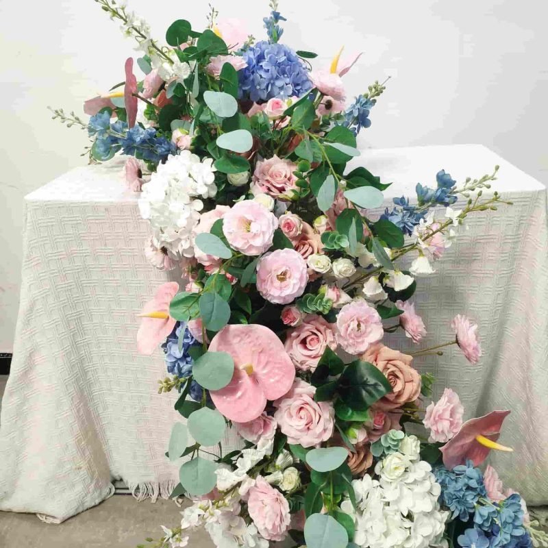 Wedding Party Table Flowers Runner With Artificial Flower 3 Wedding Party Table Flowers Runner With Artificial Flower 2