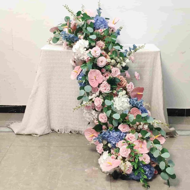 Wedding Party Table Flowers Runner With Artificial Flower 2 Wedding Party Table Flowers Runner With Artificial Flower 3