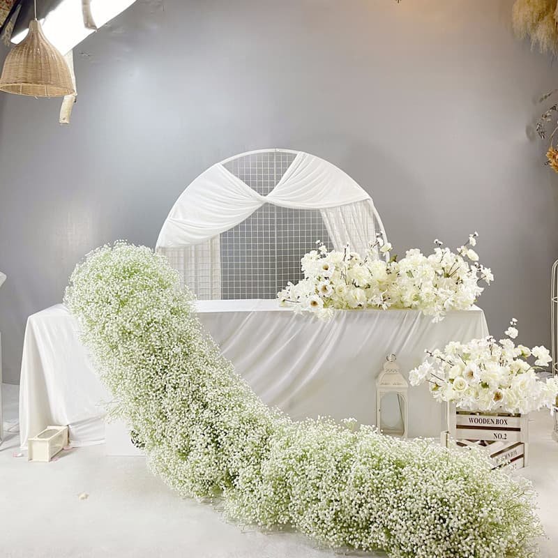 Wedding Table White Flowers With Silk Gypsophila 1 Wedding Table White Flowers With Silk Gypsophila 4
