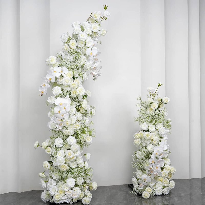 White Flower Wedding Arch With Phalaenopsis Artificial Flowers 1 White Flower Wedding Arch With Phalaenopsis Artificial Flowers 1