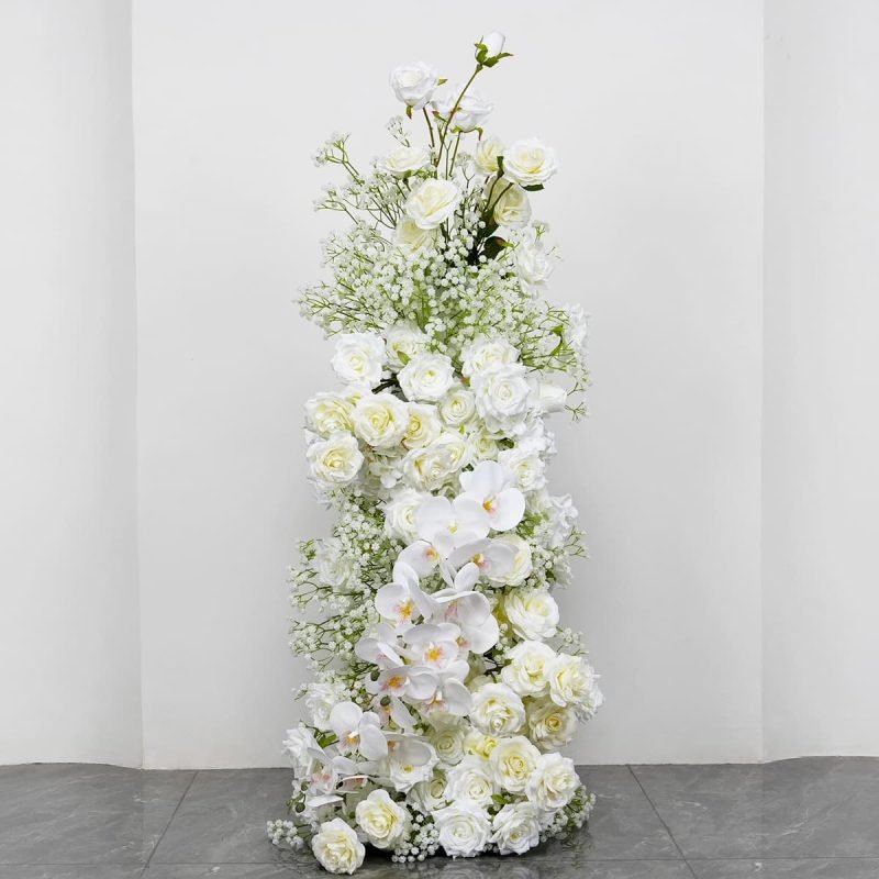 White Flower Wedding Arch With Phalaenopsis Artificial Flowers 5 White Flower Wedding Arch With Phalaenopsis Artificial Flowers 3