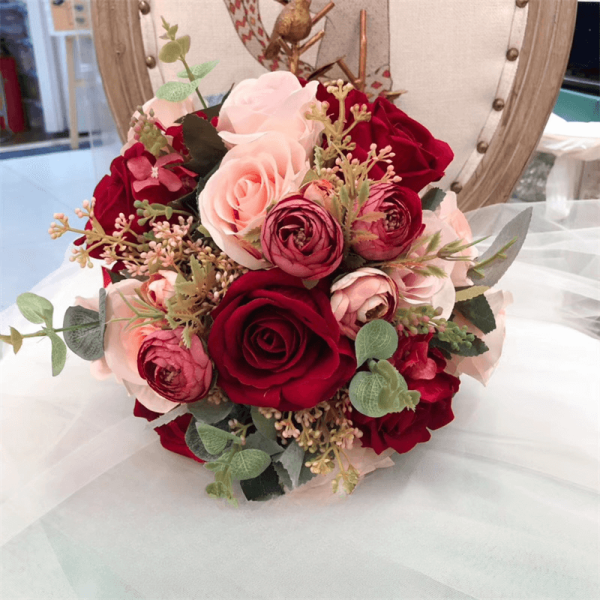 Burgundy Bridal Bouquet Fall Silk Flowers