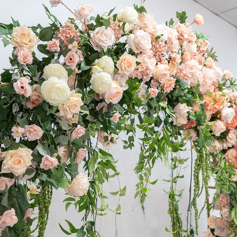 Circle Flower Arch Wedding With Orange Artificial Flowers 4 circle flower arch wedding with orange artificial flowers 3