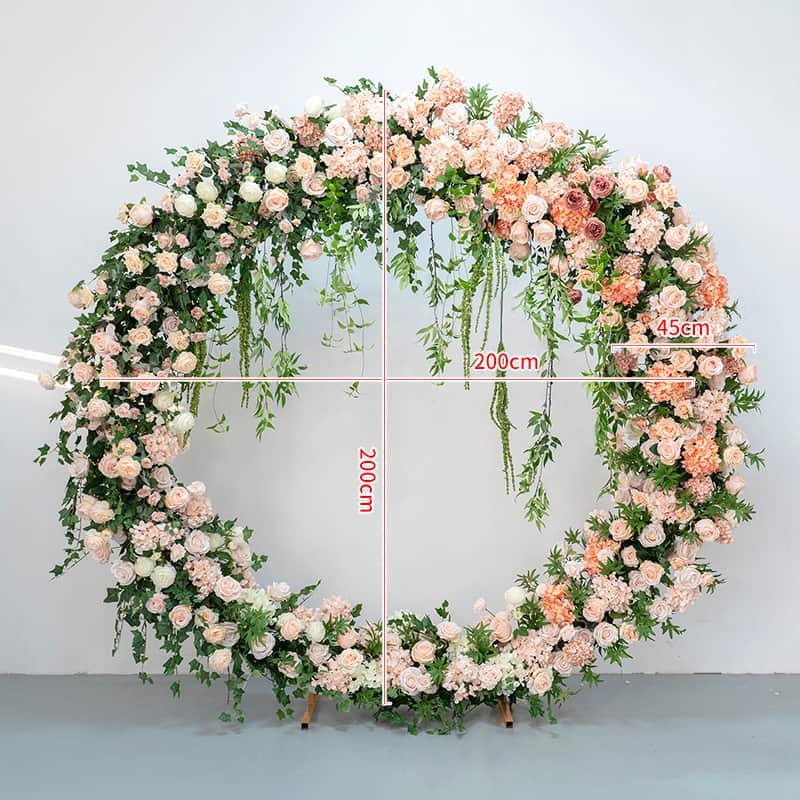 Circle Flower Arch Wedding With Orange Artificial Flowers 5 circle flower arch wedding with orange artificial flowers 5