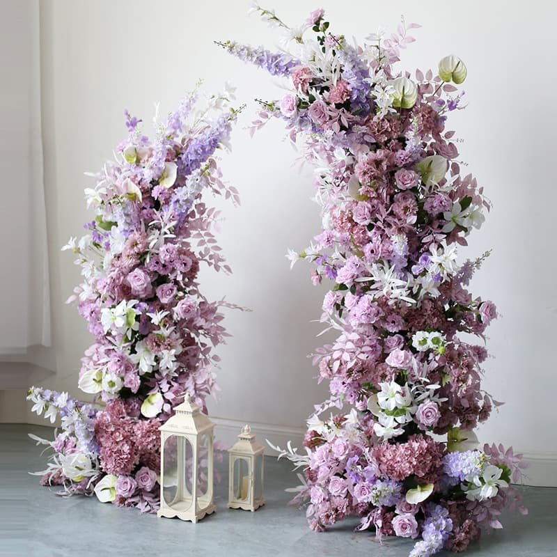 Faux Flower Wedding Arch With Artificial Purple Flowers 1 faux flower wedding arch with artificial purple flowers 1