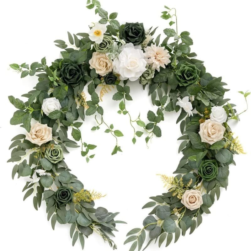 Artificial Flower Garland for Wedding Party Head Table 14 Artificial eucalyptus centerpiece wreath for holiday ambiance