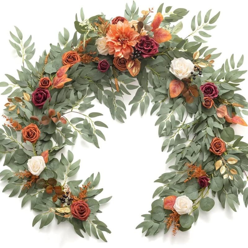 Artificial Flower Garland for Wedding Party Head Table 6 Artificial eucalyptus leaf wreath