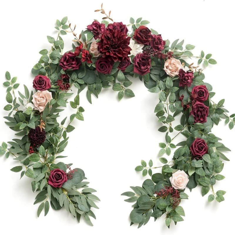 Artificial Flower Garland for Wedding Party Head Table 5 Eucalyptus artificial wreath centerpiece for weddings and parties