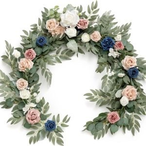 Green artificial eucalyptus wreath to table