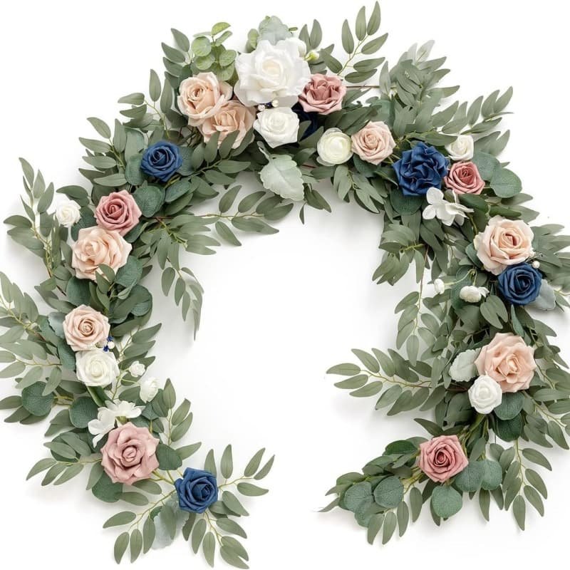 Artificial Flower Garland for Wedding Party Head Table 4 Green artificial eucalyptus wreath to table