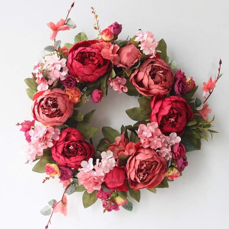 Artificial Wreaths Wholesale – Premium Decorative Floral Wreaths 16 Faux red rose flower wreath