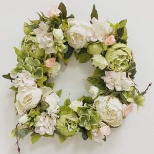 Faux floral wreath centerpiece