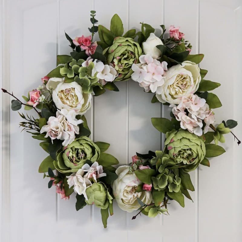 Artificial Wreaths Wholesale – Premium Decorative Floral Wreaths 8 Faux flower wreath with green colors