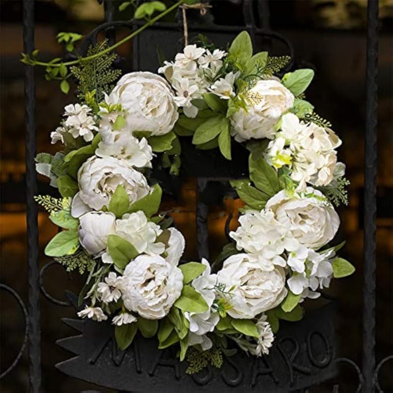 Artificial Wreaths Wholesale – Premium Decorative Floral Wreaths 5 Artificial flower wreath for wedding with white roe