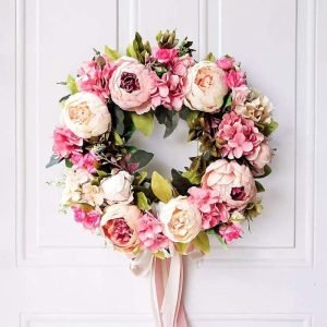 Faux floral wreath for home decoration