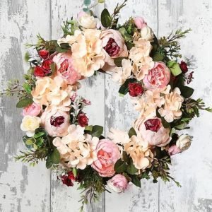Faux flower wreath for weddings