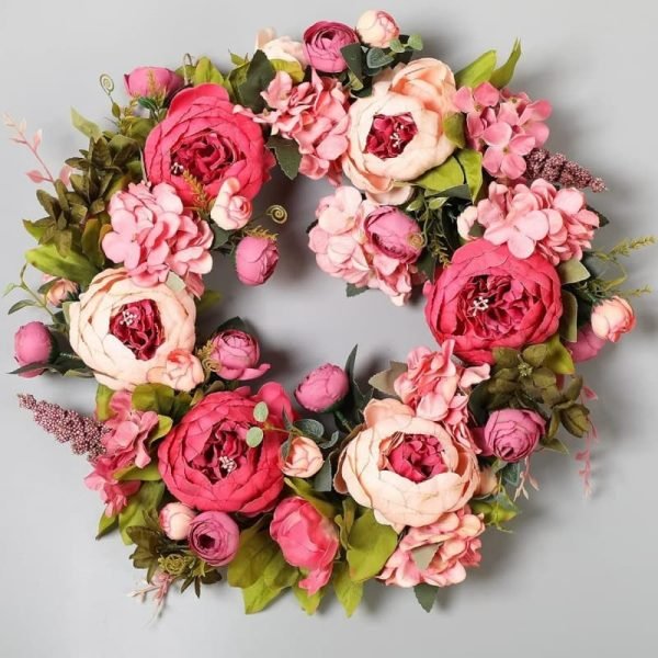 Artificial flower wreath for door decoration