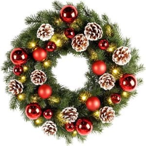 Artificial Christmas wreath for fireplace and living room decor