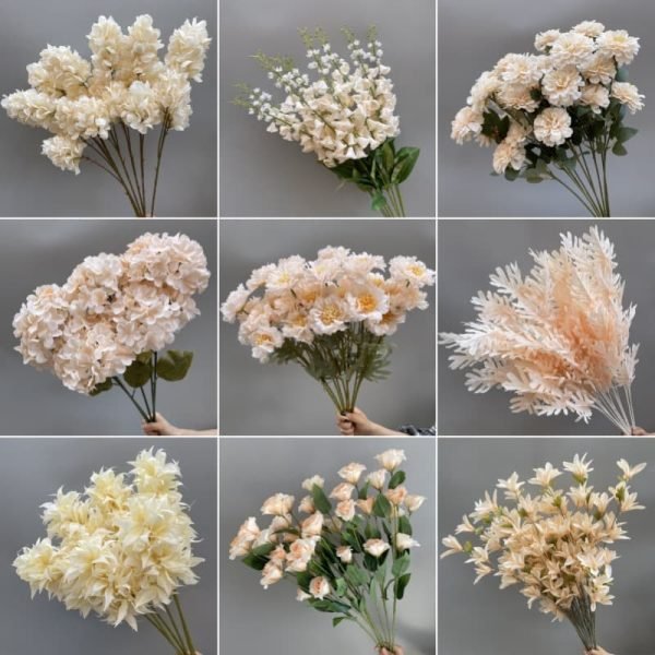 Wholesale 130 Kinds Champagne Artificial Flowers for Home & Event Decoration