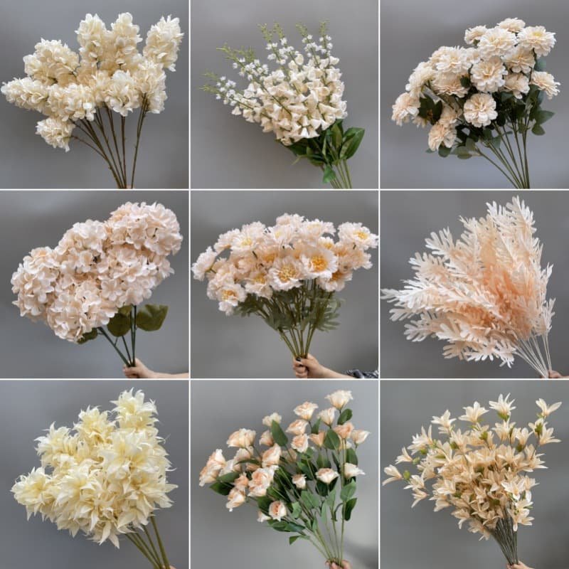Wholesale 130 Kinds Champagne Artificial Flowers for Home & Event Decoration 1 Champagne Artificial Flowers 71