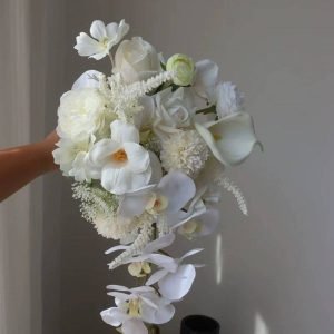 Bridal artificial cascade bouquet decorated