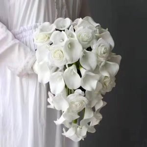 Romantic artificial cascade bouquet with white calla lily