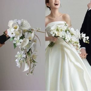 Artificial cascade bouquet with white flowers