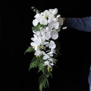 elegant white artificial cascade bouquet