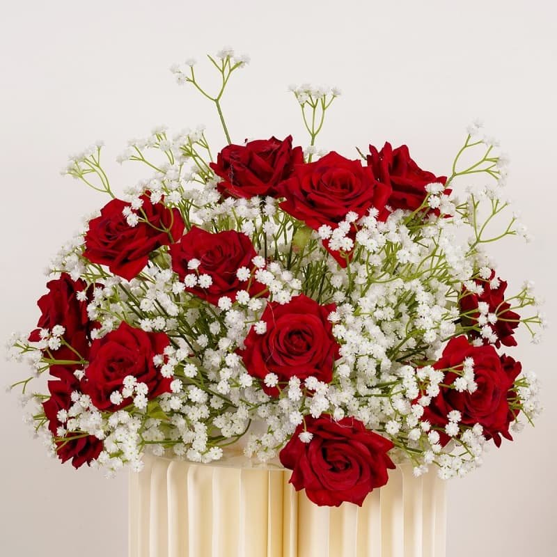 Silk Flower Arrangements Centerpieces for Wedding Table 40 Red Rose Durable artificial flower centerpiece for weddings