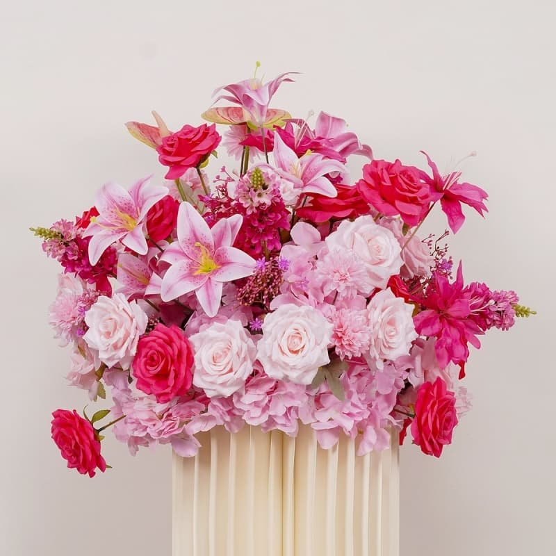 Silk Flower Arrangements Centerpieces for Wedding Table 37 Pink lily artificial flower centerpiece