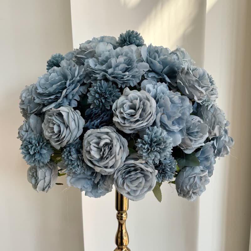 Silk Flower Arrangements Centerpieces for Wedding Table 26 Haze Blue Realistic artificial flower arrangement