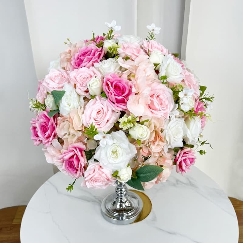 Silk Flower Arrangements Centerpieces for Wedding Table 19 pink rose Silk Flower ball for wedding table