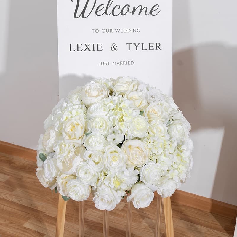 Silk Flower Arrangements Centerpieces for Wedding Table 18 white rose silk flowers balls for table