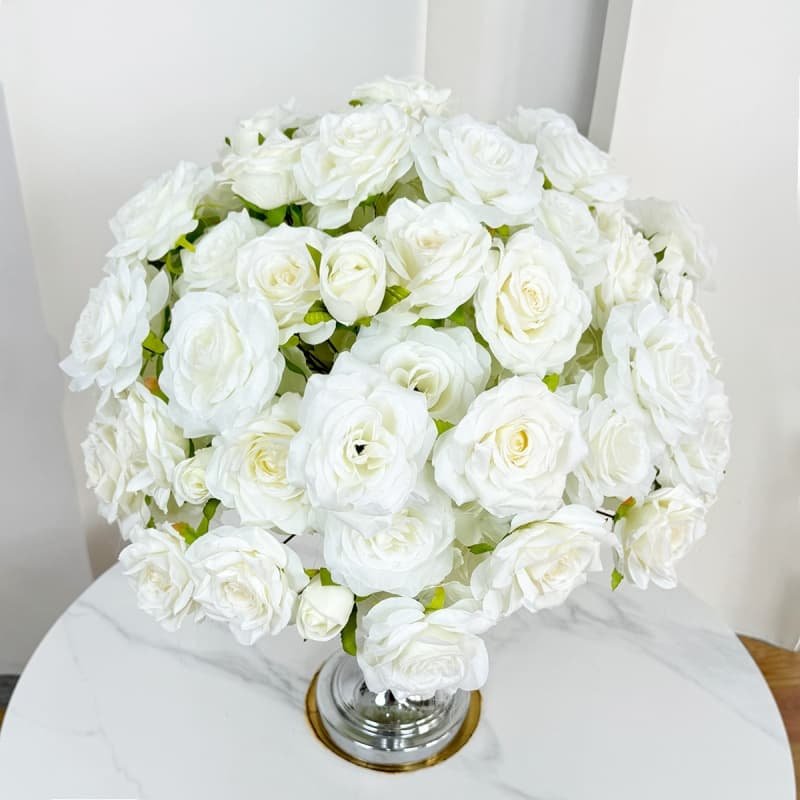 Silk Flower Arrangements Centerpieces for Wedding Table 17 white rose artificial flowers balls for table