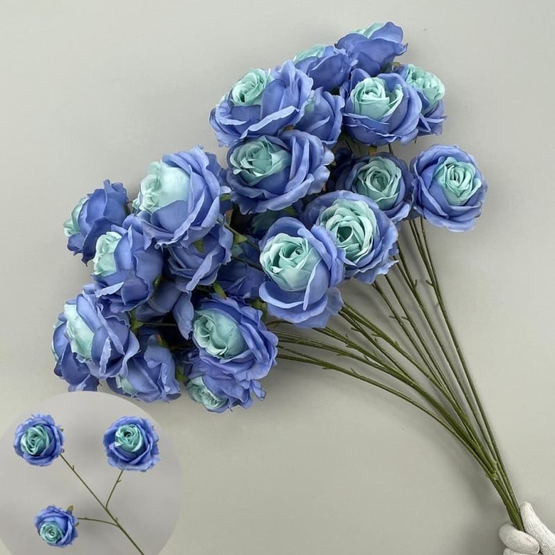 Realistic Blue Faux Flowers for Weddings & Events 27 artificial blue flowers 65