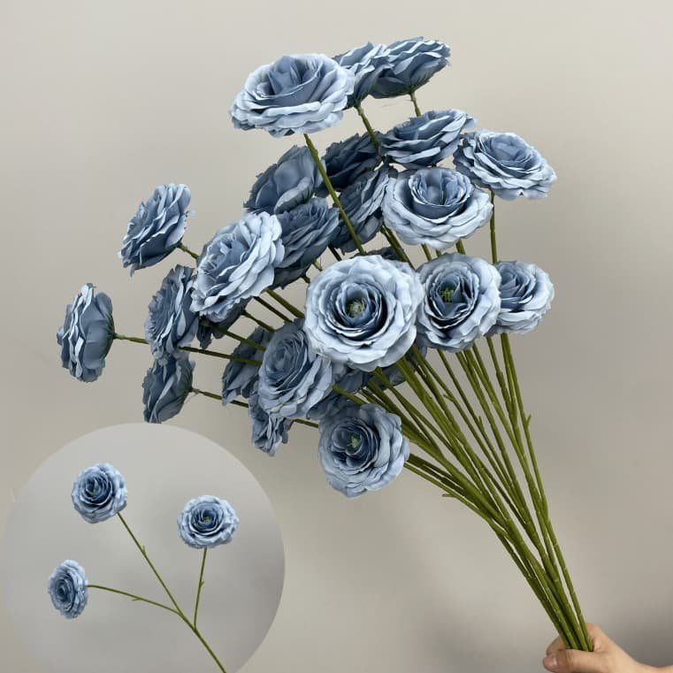 Realistic Blue Faux Flowers for Weddings & Events 15 artificial blue flowers 78